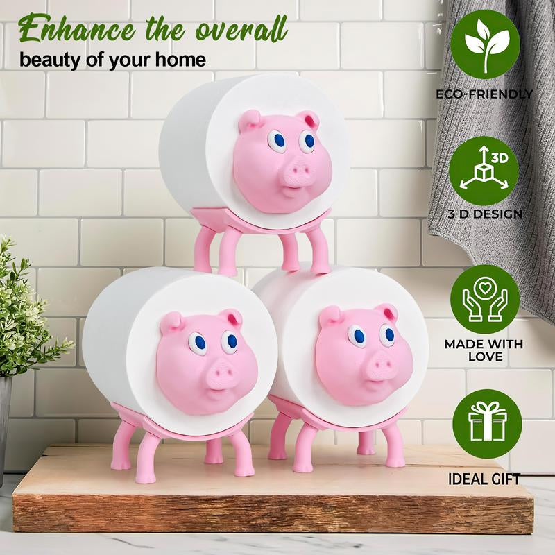 Eco-Friendly 3D Piggy Tissue Holder(3 Pcs) - Compact, Cute & Functional Stand-Alone Tissue Dispenser for Bathroom, Kitchen, Bedroom, Living Room - Perfect Gift for Mother'S Day & Home Decor Idea